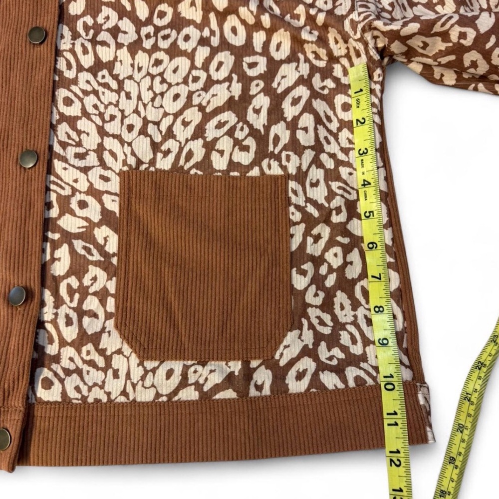 Leopard Print Colorblock Ribbed Shacket Women’s L… - image 5